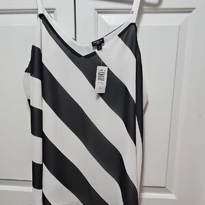 Torrid Sophie Swing Sheer Black And White Camisole